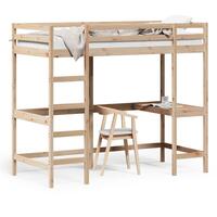 Højseng med skrivebord 90x190 cm massivt fyrretræ