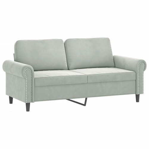 Sofasæt i velour med puder - 2 dele, lysegrå