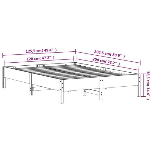 Sengeramme 120x200 cm massivt fyrretræ