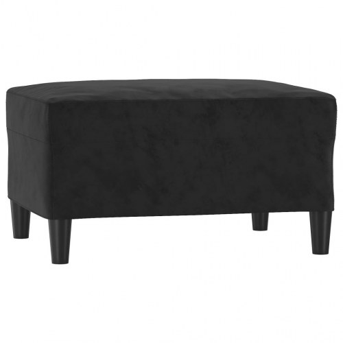 Sofasæt i velour - 3 dele med puder, sort