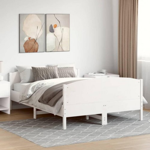 Sengeramme i massivt fyrretræ - 120 x 190 cm, hvid