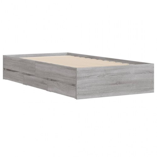 Sengeramme med skuffer 75×190 cm - grå sonoma-eg