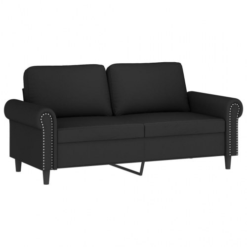 Sofasæt i velour - 2 pers. + 2 pers., sort (2 dele)