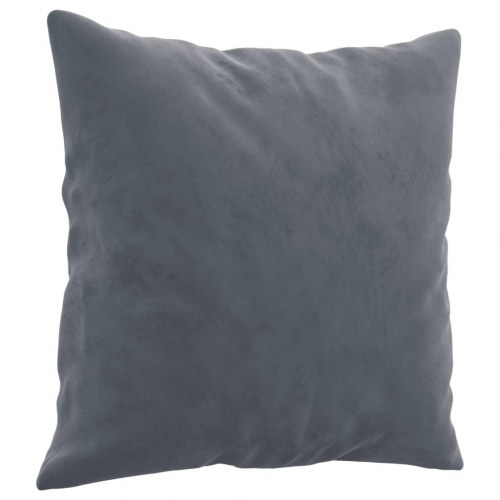 Sofasæt i velour - 3 dele med puder og fodskammel, mørkegrå