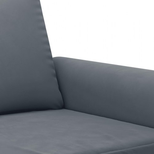 Sofasæt i velour - 3 dele med puder og fodskammel, mørkegrå
