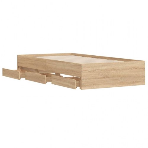 Sengeramme med skuffer 90x190 cm - konstrueret træ i sonoma-eg