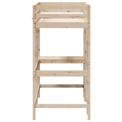 Højseng med skrivebord 80x200 cm massivt fyrretræ