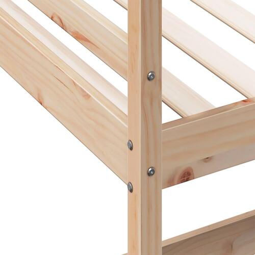 Højseng med skrivebord 80x200 cm massivt fyrretræ