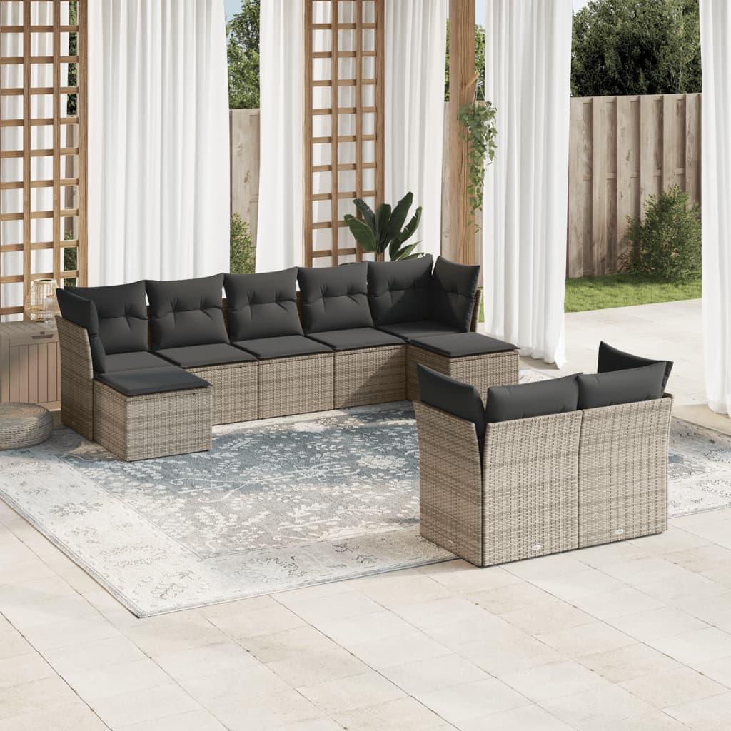 Sofasæt Til Haven 9 Dele Med Hynder Polyrattan - Grå / Uden bord