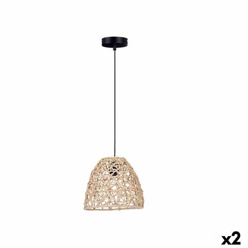 Loftslampe Natur Rattan Kegleformet 25 x 21 x 25 cm (2 enheder)