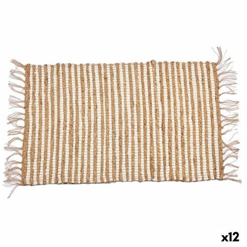 Tæppe Hvid Natur Striber 60 x 1 x 90 cm (12 enheder)