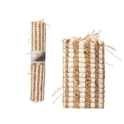 Tæppe Hvid Natur Striber 60 x 1 x 90 cm (12 enheder)