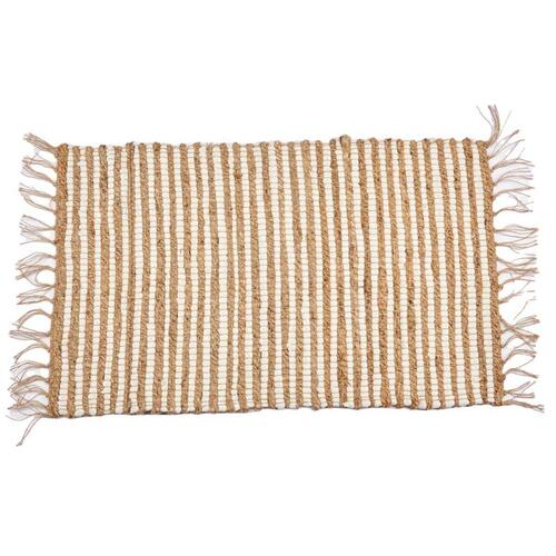 Tæppe Hvid Natur Striber 60 x 1 x 90 cm (12 enheder)
