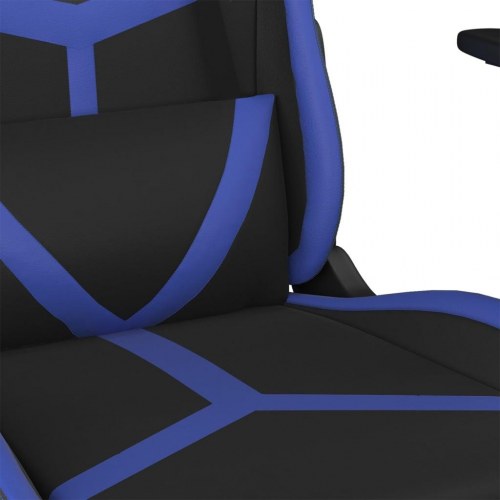 Gamingstol i kunstlæder - sort/blå, justerbar og drejelig