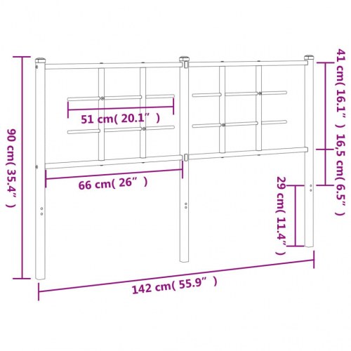 Sengegavl i metal 135 cm - hvid
