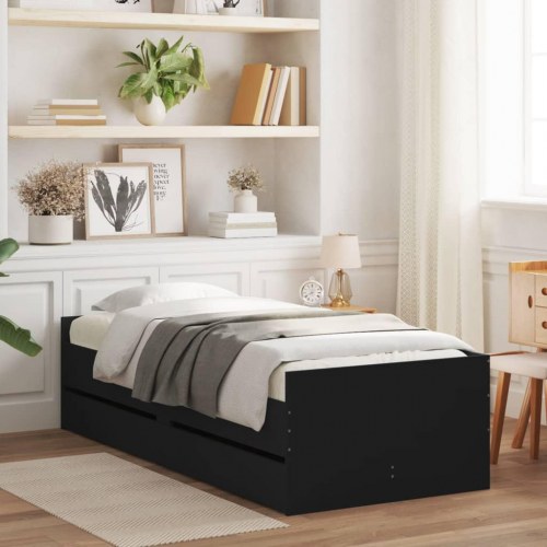 Sengeramme med 2 skuffer 90 x 190 cm - sort