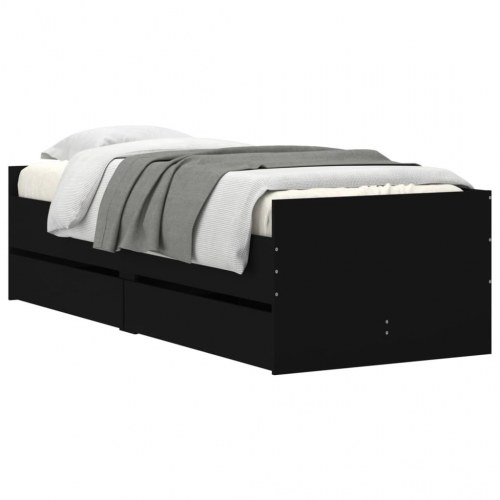 Sengeramme med 2 skuffer 90 x 190 cm - sort