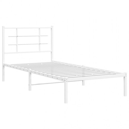 Sengeramme med sengegavl i metal 90 x 190 cm - hvid