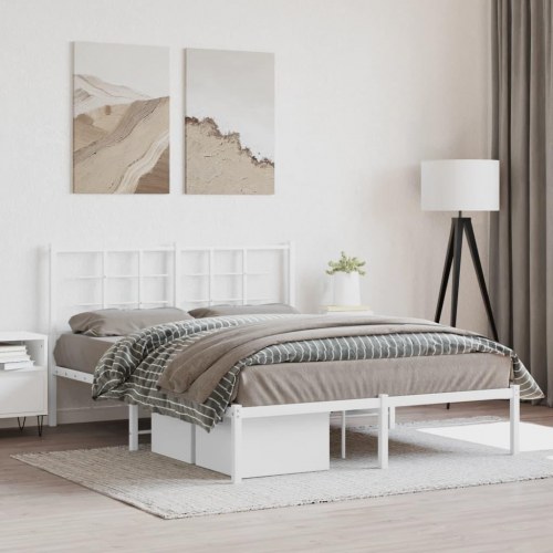 Sengeramme med sengegavl 135x190 cm metal hvid