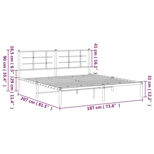 Sengeramme med sengegavl 180 x 200 cm - hvid