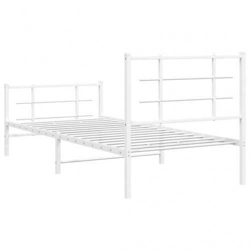 Sengeramme med sengegavl og fodgærde 90x200 cm metal hvid