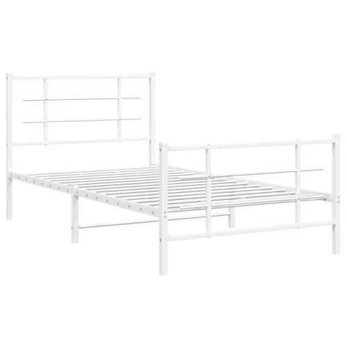 Sengeramme med gavl og fodgærde 100×200 cm - metal, hvid