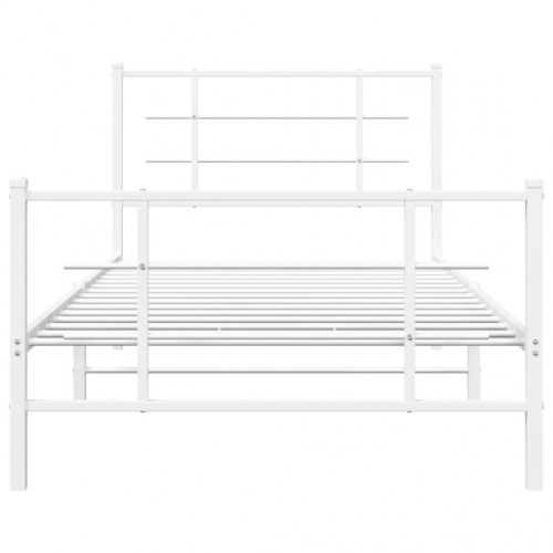 Sengeramme med gavl og fodgærde 100×200 cm - metal, hvid