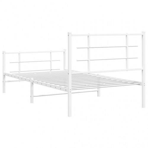Sengeramme med gavl og fodgærde 100×200 cm - metal, hvid