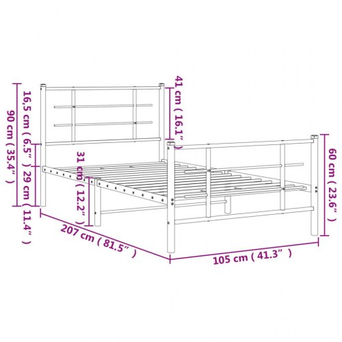 Sengeramme med gavl og fodgærde 100×200 cm - metal, hvid