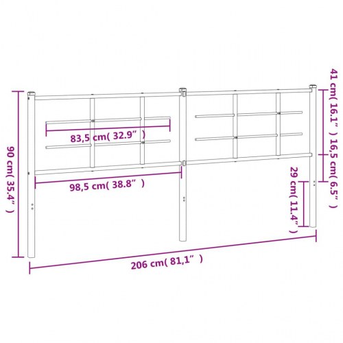Sengegavl 200 cm i metal - hvid