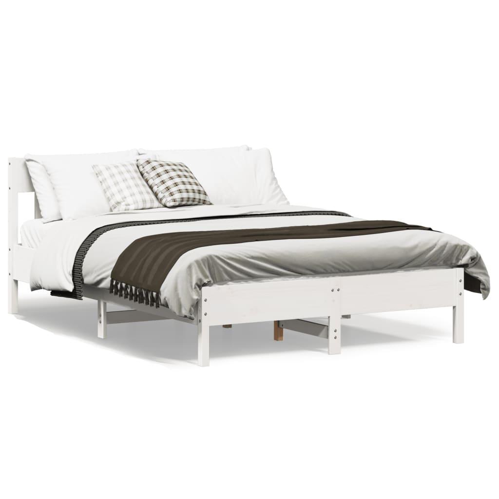 Sengeramme Uden Madras Massivt Fyrretræ - Hvid / 140 x 190 cm
