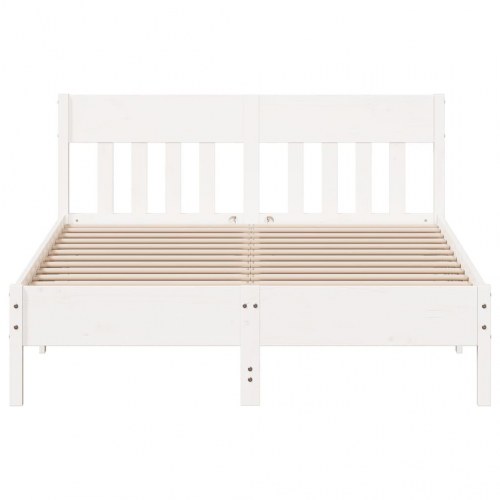 Sengeramme uden madras 140 x 190 cm i massivt fyrretræ - hvid
