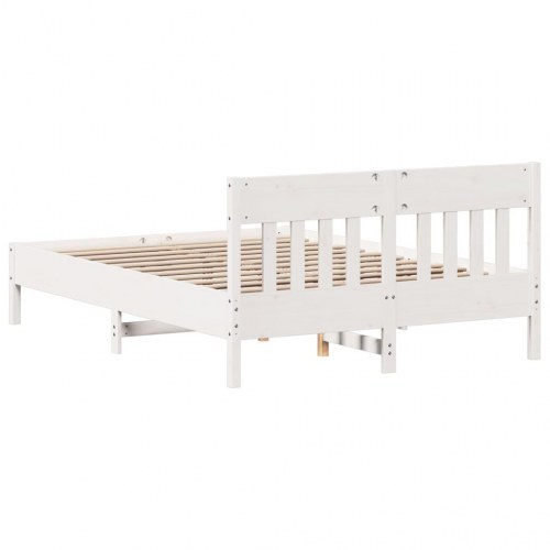 Sengeramme uden madras 140 x 190 cm i massivt fyrretræ - hvid
