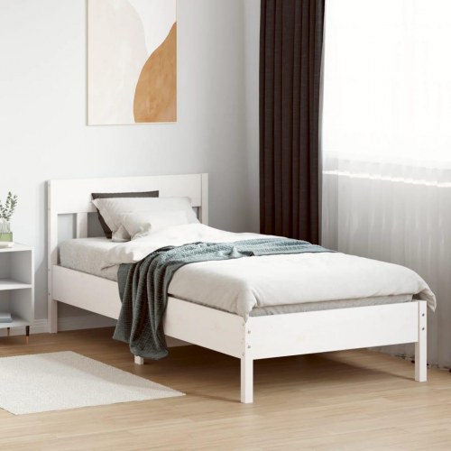 Sengeramme i massivt fyrretræ 90 x 190 cm - hvid