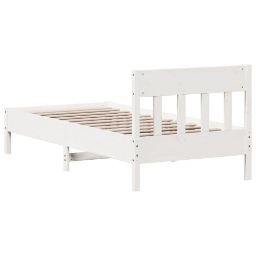 Sengeramme i massivt fyrretræ 90 x 190 cm - hvid