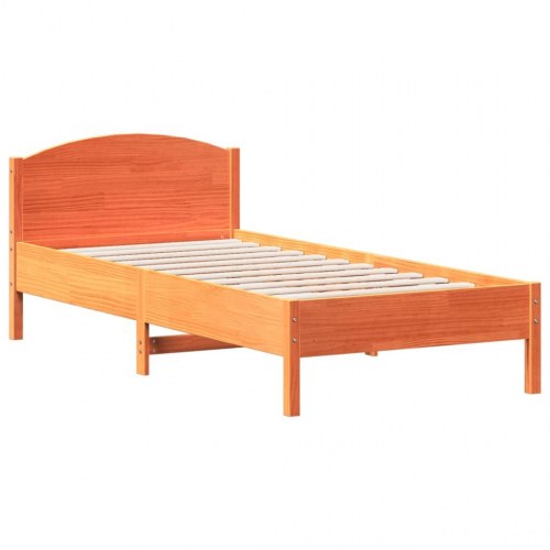 Sengeramme uden madras 90 x 200 cm massivt fyrretræ - gyldenbrun