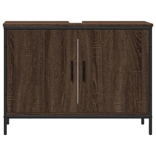 Underskab til håndvask 80x30x60 cm konstrueret træ brunt eg