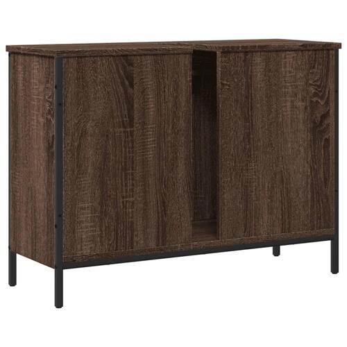 Underskab til håndvask 80x30x60 cm konstrueret træ brunt eg