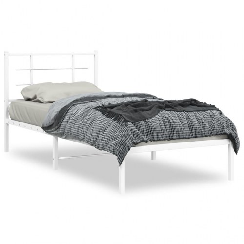 Sengeramme med sengegavl 90 x 200 cm i metal - hvid