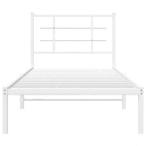 Sengeramme med sengegavl 90 x 200 cm i metal - hvid