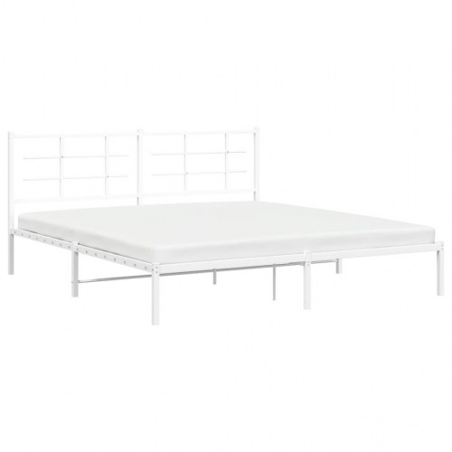 Sengeramme med sengegavl 183 x 213 cm metal - hvid