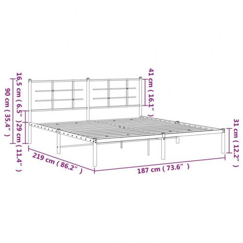 Sengeramme med sengegavl 183 x 213 cm metal - hvid