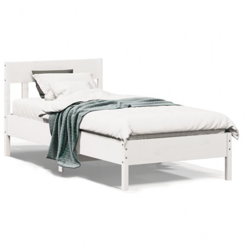 Sengeramme 90 x 200 cm i massivt fyrretræ - hvid
