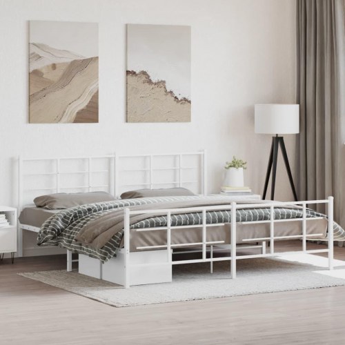 Sengeramme med sengegavl og fodgærde 193 x 203 cm - hvid