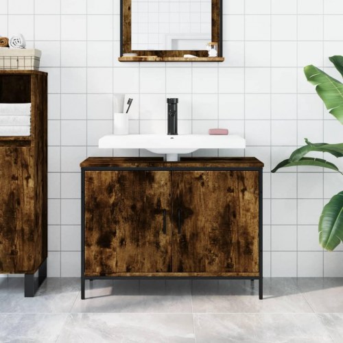 Underskab til håndvask 80×30×60 cm - konstrueret træ, røget eg