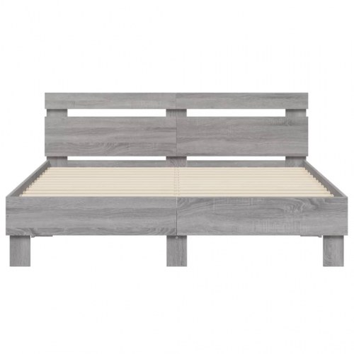 Sengeramme med sengegavl 150 x 200 cm - grå sonoma-eg