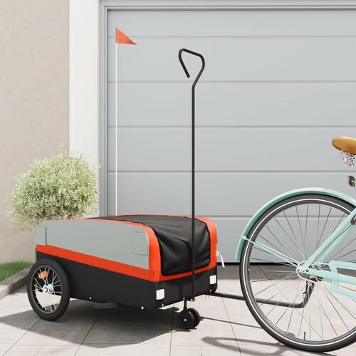 Cykelanhænger 45 kg jern sort og orange