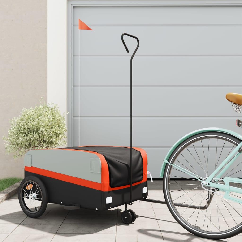 Cykelanhænger 45 kg jern sort og orange