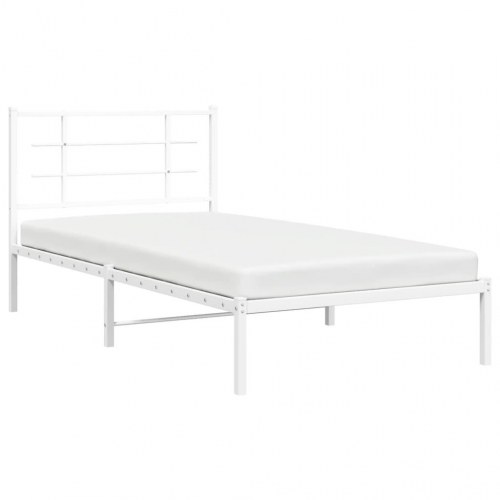 Sengeramme med sengegavl 100×200 cm - metal, hvid