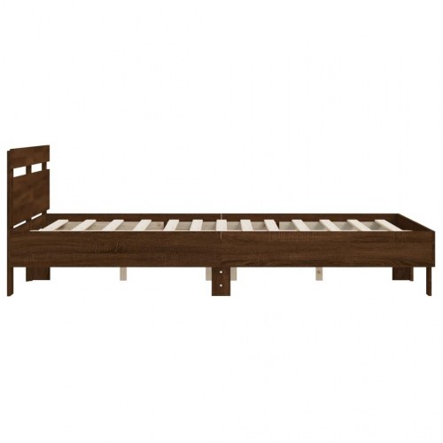 Sengeramme med sengegavl 140 x 200 cm - brun egetræ